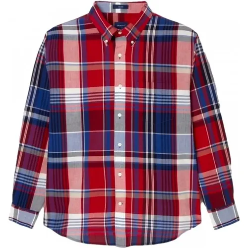 Rel Lavado Pllin Check Vermelho Shirt , Herren, Größe: L - Gant - Modalova