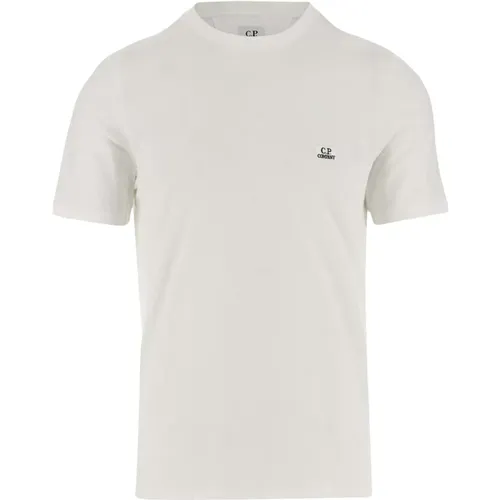 Weißes Baumwoll-Logo-T-Shirt , Herren, Größe: M - C.P. Company - Modalova