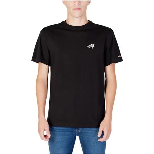 Schwarzes T-Shirt Herbst/Winter , Herren, Größe: L - Tommy Hilfiger - Modalova