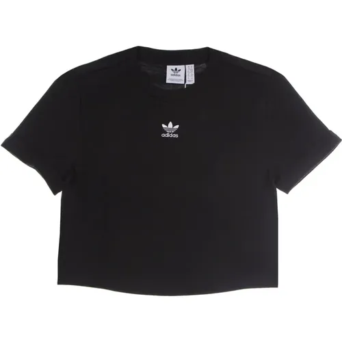 Schwarzes Crop Top mit hochgekrempelten Ärmeln - Adidas - Modalova