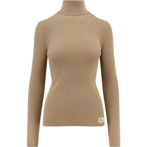 Beiger Strick Rollkragenpullover Aw23 , Damen, Größe: M - Burberry - Modalova