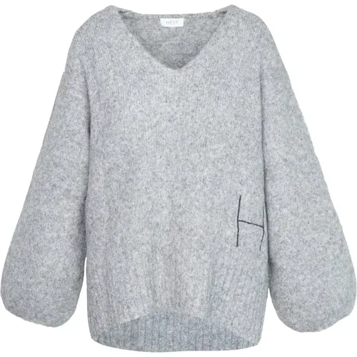 Oversized V-neck Sweater , female, Sizes: XL, 2XL - Hést - Modalova