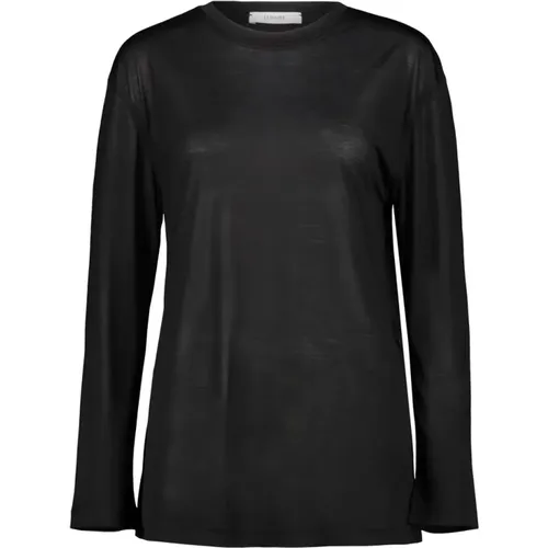 Schwarzes Weiches Langarmshirt , Damen, Größe: XS - Lemaire - Modalova