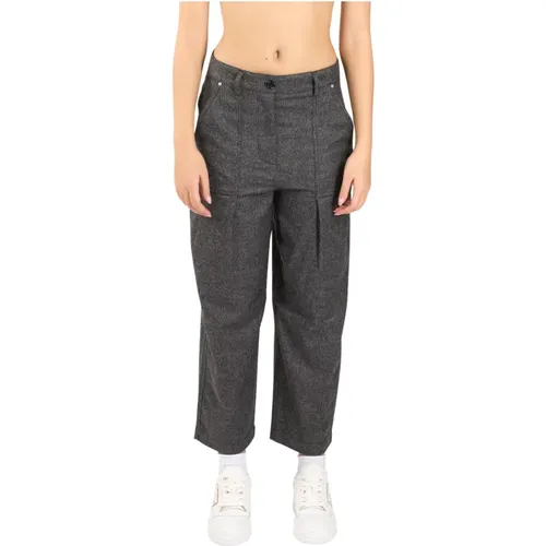 Cropped wool trousers with micro check pattern , female, Sizes: M, XS, XL, S - pinko - Modalova