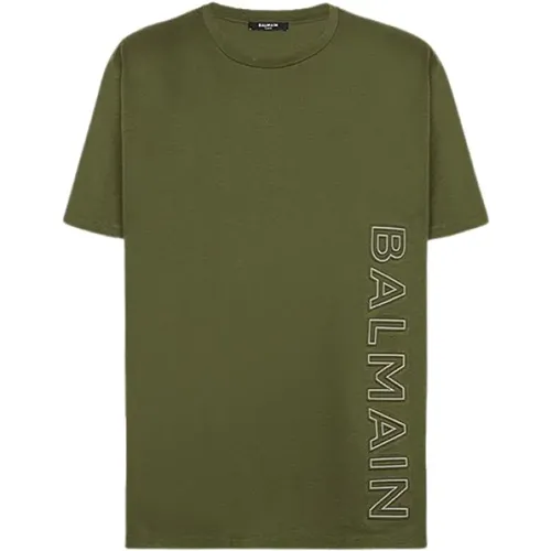 Reflektierendes Logo Baumwoll T-Shirt , Herren, Größe: S - Balmain - Modalova