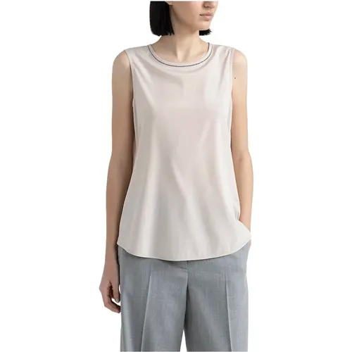 Stretch-Seiden-Crepe-de-Chine-Top , Damen, Größe: S - PESERICO - Modalova