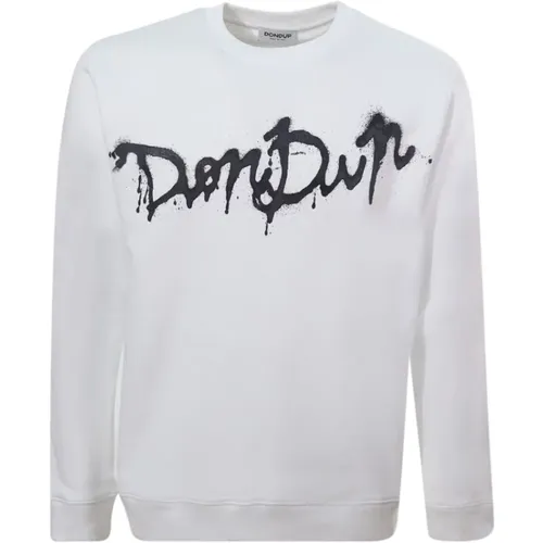 Weißer Sweatshirt mit Logo-Print , Herren, Größe: M - Dondup - Modalova