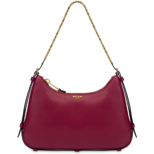 Rote Schaffell-Lederschultertasche - Moschino - Modalova