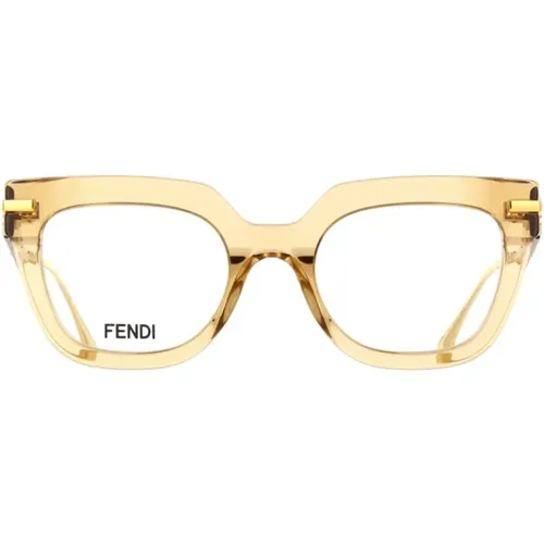 Transparente Cateye Brille mit Goldverzierungen , Damen, Größe: 50 MM - Fendi - Modalova