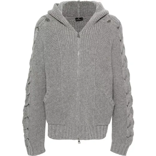 Hooded Wool Sweater with Cable Knit , male, Sizes: L, M - ETRO - Modalova