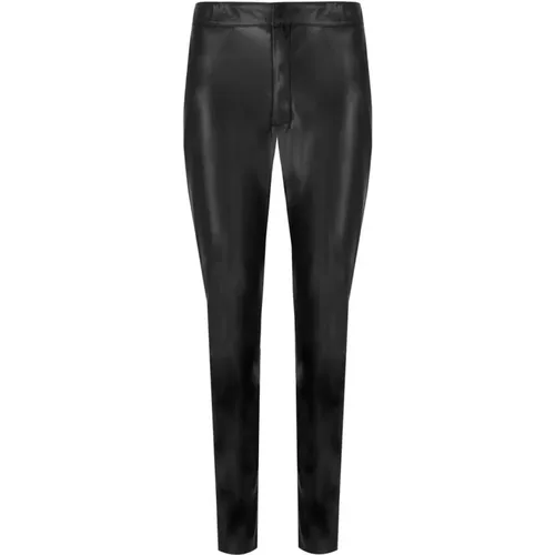 Schwarze Kunstlederhose mit Reißverschluss , Damen, Größe: 2XS - Twinset - Modalova