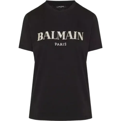 Crystal Logo Tee , female, Sizes: M, L, S - Balmain - Modalova