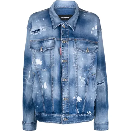 Hellblaue Zerrissene Denimjacke , Damen, Größe: S - Dsquared2 - Modalova