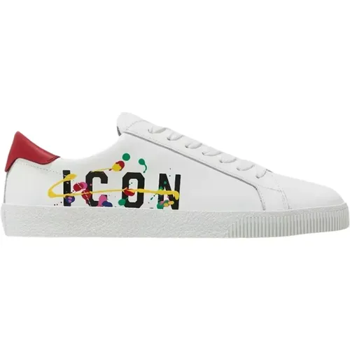 Weiße Ledersneakers mit Logo - Dsquared2 - Modalova