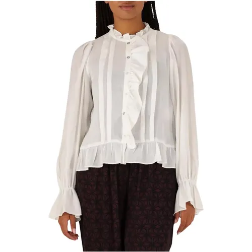 Melina Frill Shirt Elegante Weiße Bluse , Damen, Größe: S - Co'Couture - Modalova