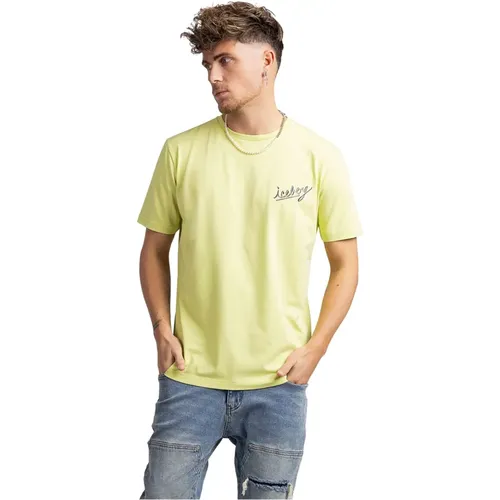D Mens Lime T-Shirt , male, Sizes: L, S - Iceberg - Modalova