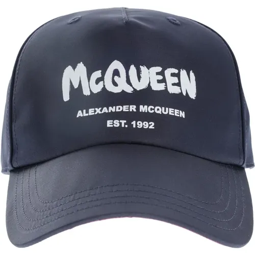 Blaue Mütze - Regular Fit - Geeignet für alle Temperaturen - 100% Polyester , Herren, Größe: L - alexander mcqueen - Modalova