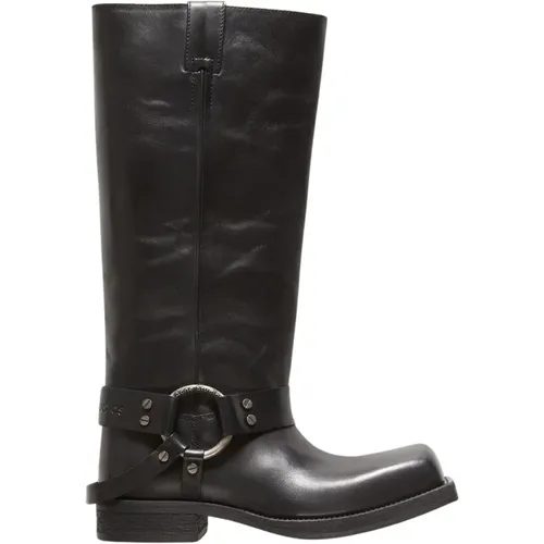 Schwarze Leder Schnallenstiefel - Acne Studios - Modalova