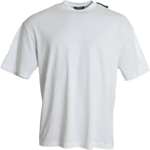 Weißes Baumwoll-Rundhals-T-Shirt , Herren, Größe: XL - Balenciaga - Modalova
