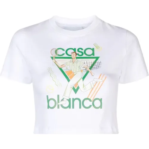 Printed Cropped T-Shirt , female, Sizes: L - Casablanca - Modalova