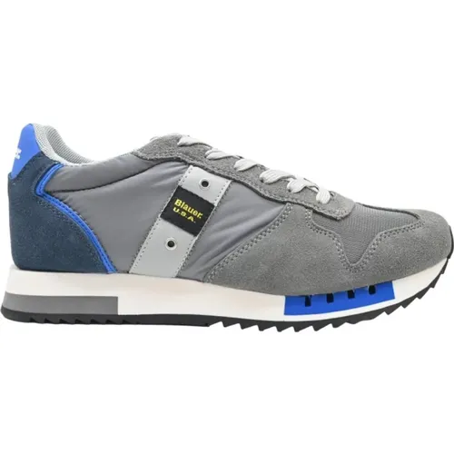 Grey Royal Blue Sneakers , male, Sizes: 10 UK - Blauer - Modalova