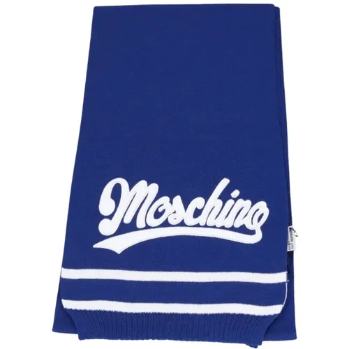 Blauer Woll- und Acrylschal , Herren, Größe: ONE Size - Moschino - Modalova