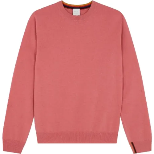 Kaschmir Rosa Pullover Gerippte Bündchen , Herren, Größe: S - PS By Paul Smith - Modalova