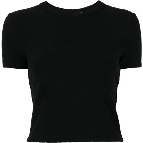 Schwarzes Gestricktes Logo T-Shirt , Damen, Größe: XS - T by Alexander Wang - Modalova