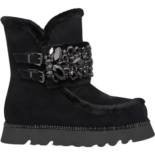 Zippered fur bootie with embellishments , female, Sizes: 4 UK, 5 UK, 8 UK, 6 UK, 7 UK, 2 UK, 3 UK, 9 UK - Alma en Pena - Modalova