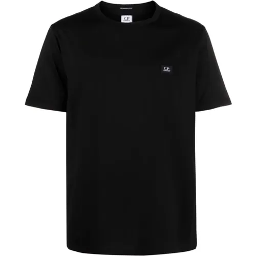 Schwarzes Logo Baumwoll T-Shirt , Herren, Größe: 2XL - C.P. Company - Modalova