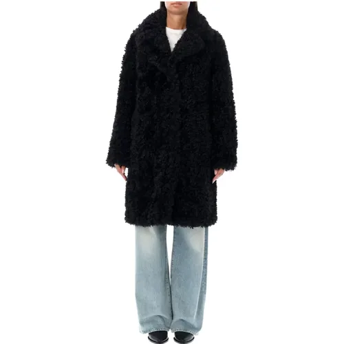 Schwarze Eco Shearling Jacke Aw24 , Damen, Größe: S - STAND STUDIO - Modalova