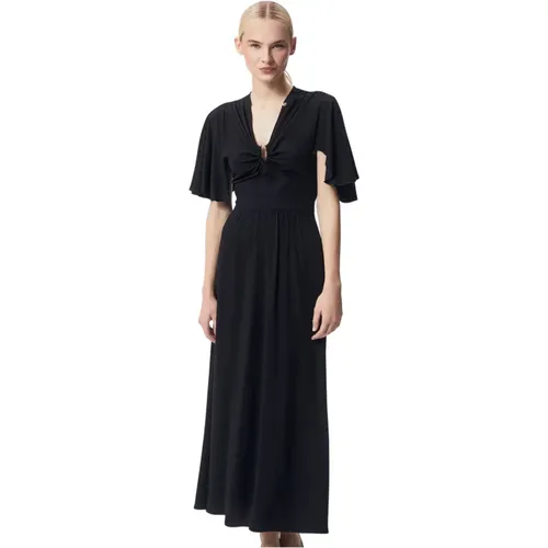 Elegantes Schwarzes Midi-Kleid , Damen, Größe: XS - Bizuu - Modalova