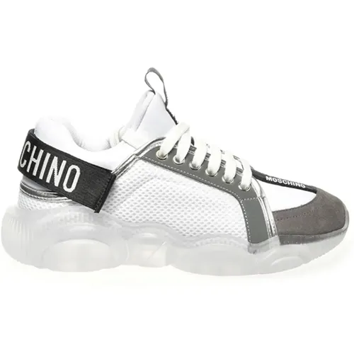 Weiße Sneakers , Damen, Größe: 36 EU - Moschino - Modalova