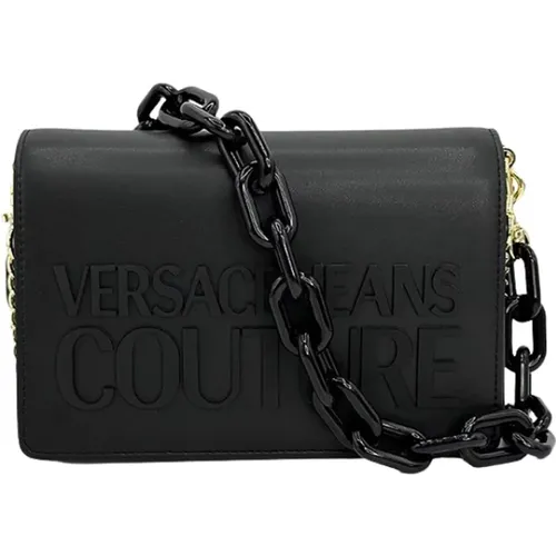 Schwarze Umhängetasche mit Markenlogo , Damen, Größe: ONE Size - Versace Jeans Couture - Modalova