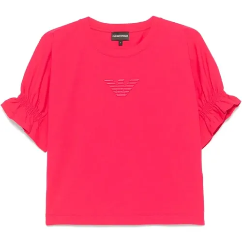 Raspberry Jersey T-shirt with Logo , female, Sizes: M, XS, L, S - Emporio Armani - Modalova