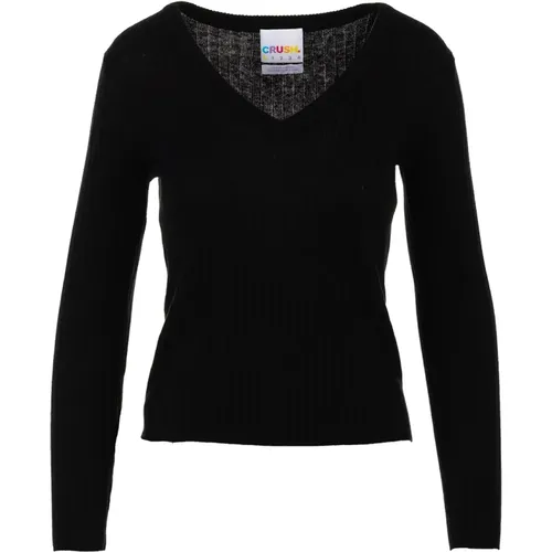Ribbed Slim V Sweater , female, Sizes: XS, S, M - Crush - Modalova