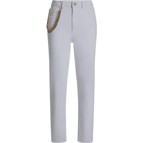 Hoch taillierte Slim Fit Cropped Jeans mit Ketten-Detail , Damen, Größe: W26 - Guess - Modalova
