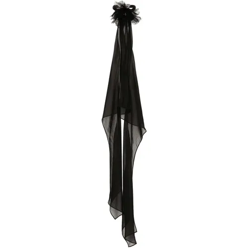 Schwarzes Chiffon-Top mit Blumenapplikation , Damen, Größe: XS - Dolce & Gabbana - Modalova
