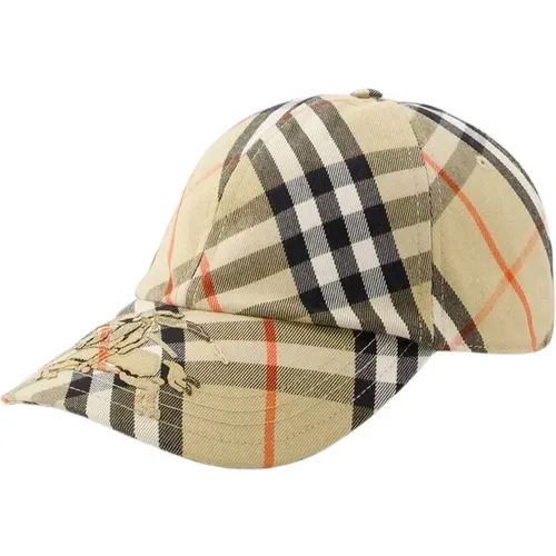 Beige Synthetische Bias Check Kappe , unisex, Größe: M - Burberry - Modalova