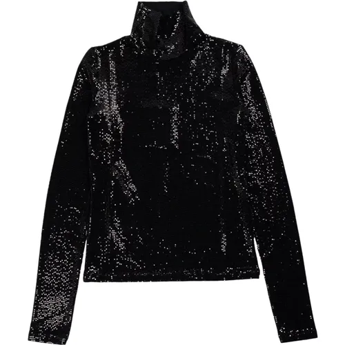 Glitter Turtle Neck Top in Schwarz , Damen, Größe: S - Essentiel Antwerp - Modalova