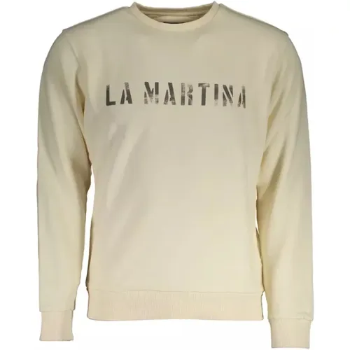 White Cotton Sweater with Logo Print , male, Sizes: M, L, 2XL, 3XL, XL, S - LA MARTINA - Modalova