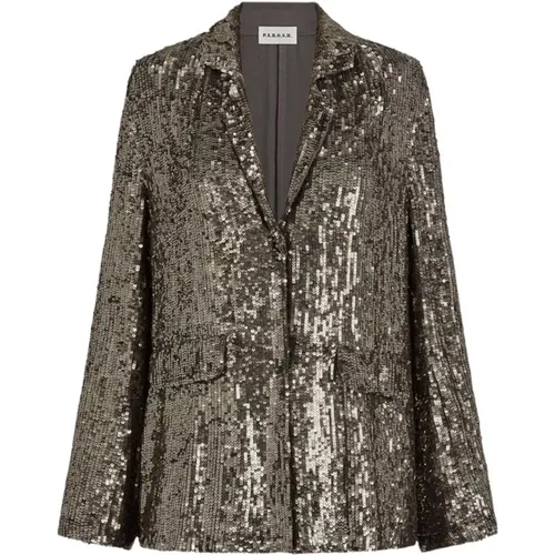 Grey Sequin Blazer with Front Pockets , female, Sizes: S, XS - P.a.r.o.s.h. - Modalova