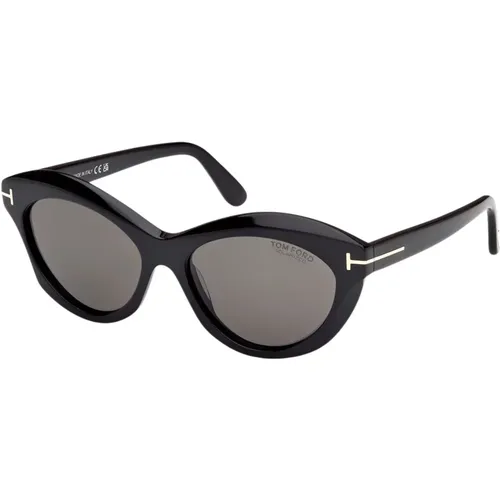 Ovale Schwarze Sonnenbrille , Damen, Größe: 55 MM - Tom Ford - Modalova
