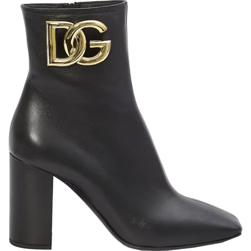 Printed Leather Ankle Boots , female, Sizes: 7 UK, 6 1/2 UK, 3 UK, 4 1/2 UK, 6 UK, 5 1/2 UK - Dolce & Gabbana - Modalova