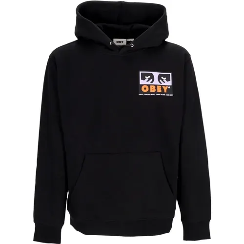 Premium Schwarzer Kapuzen-Fleece-Hoodie für Herren , Herren, Größe: XL - Obey - Modalova