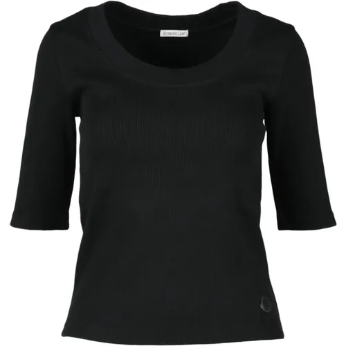 Baumwolle Elastan T-shirt , Damen, Größe: XS - Moncler - Modalova