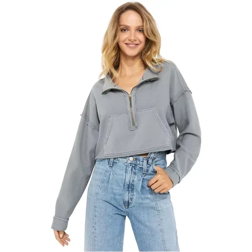 Kurzer Baumwoll-Zip-Hoodie , Damen, Größe: M - Free People - Modalova