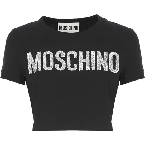 Stylish Cotton Cropped T-shirt for Women , female, Sizes: S - Moschino - Modalova