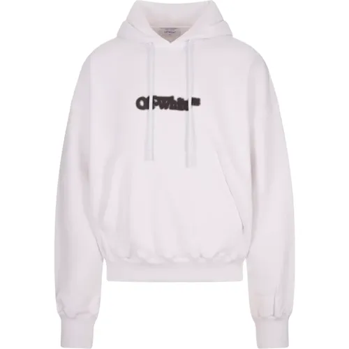 Off , Cotton Hoodie with Black Logo , male, Sizes: L, S, M - Off White - Modalova