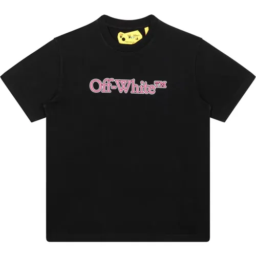 Kinder Schwarz Pink Logo Print T-Shirt - Off White - Modalova